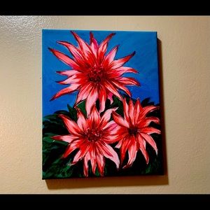 Spring blooms on canvas with acrylic paint.